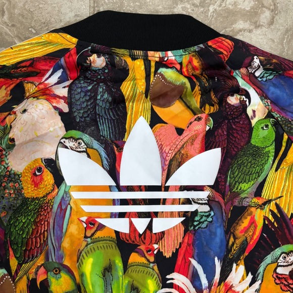 Adidas Originals x Farm Rio Tropical Bird Print Track Jacket Womens sz 12 - Picture 10 of 16